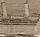 Thumbnail: Scanned photo of ship seen from the air (detail).