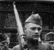 Thumbnail: Scanned photo of troops marching up Fifth Avenue 
(detail).