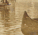 Thumbnail: Scanned photo of man in canoe (detail).