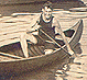 Thumbnail: Scanned photo of H. J. Adams in canoe (detail).