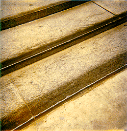Scanned Polaroid of steps at Forbes Quad.