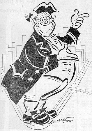 Scanned cartoon of Cy Hungerford's Pa Pitt.