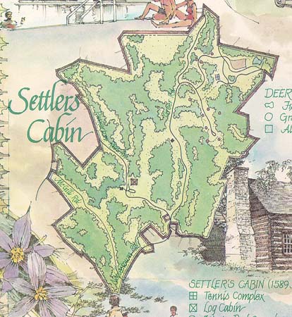Scanned map of Settler's 
Cabin Park.