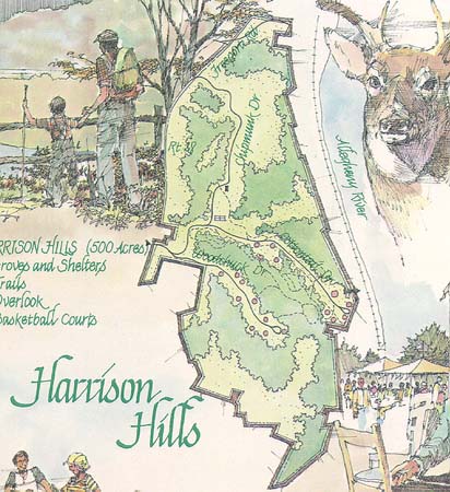 Scanned map of Harrison 
Hills Park.