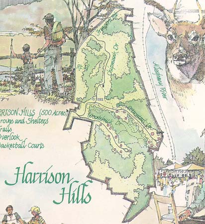 Scanned map of Harrison 
Hills Park.