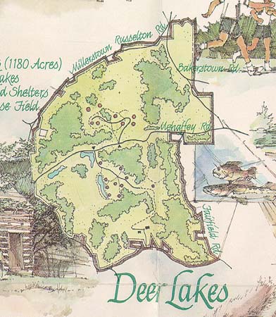 Scanned map of Deer 
Lakes Park.