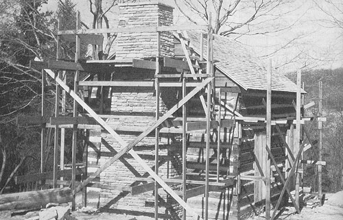 Scanned image of restoration of Walker-Ewing log cabin.