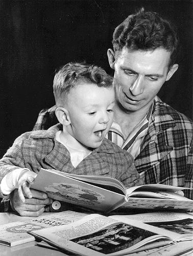 Photo of library patron and son.