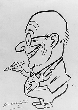 Scanned photo of cartoon of Cy Hungerford.