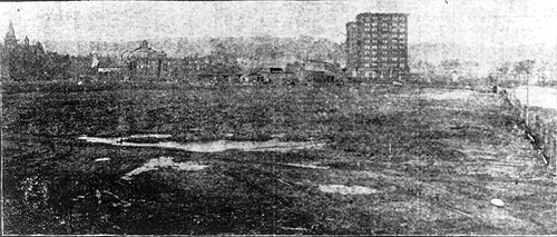 Photo of pre-construction site of Forbes 
Field.
