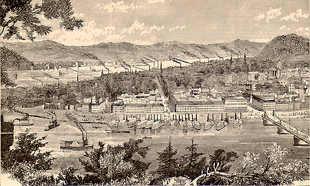 Scanned illusration of Pittsburg circa 1885.