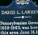 Thumbnail: Photo of historical marker commemorating David L. 
Lawrence (detail).