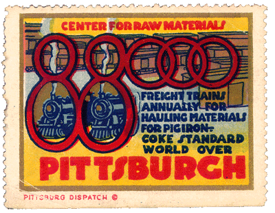 Scanned stamp of locomotives framed by the number 88,000.