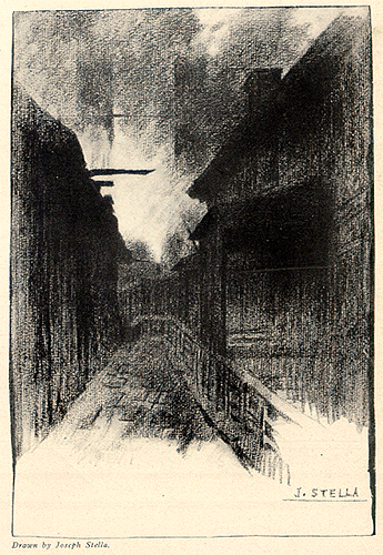 Drawing_of_buildings,_shrouded_in_smoke_in_Painters'_Row.