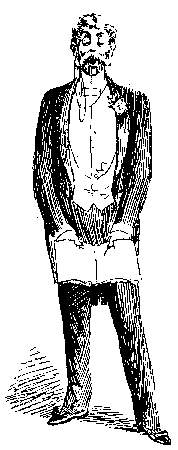 Scanned drawing of man in a tuxedo holding book.