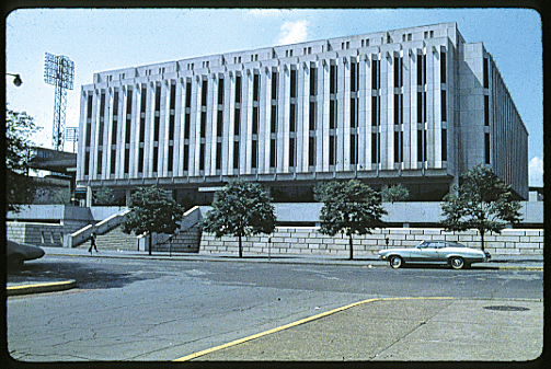 Scanned slide of Hillman Library.