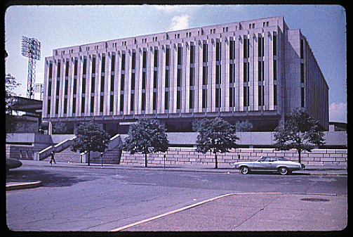 Scanned slide of Hillman Library.