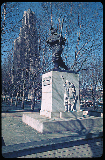 Scanned slide of Honus Wagner Memorial, Oakland.