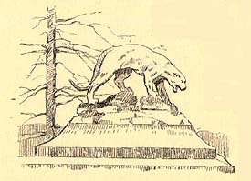 Scanned drawing of statue of panther, Schenley Park.