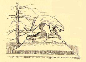 Scanned drawing
of statue of panther, Schenley Park.