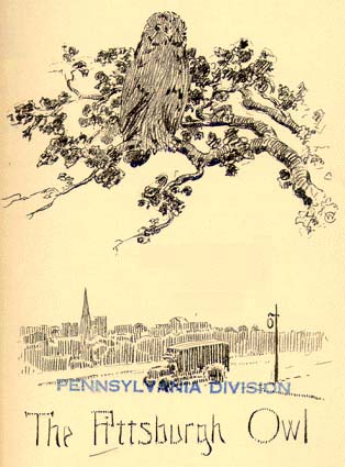 Title page illustration of owl in branches with cityscape.