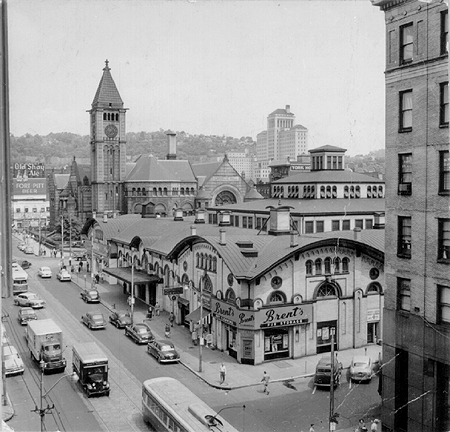 Scanned photo of North Side Market House and surrounding area.