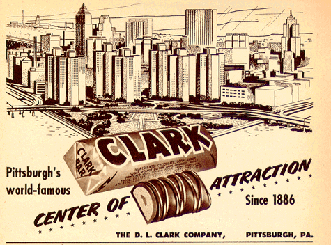 Scanned advertisement for Clark Bars.