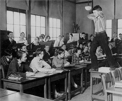 Scanned photo of art class at Langley, 1930.