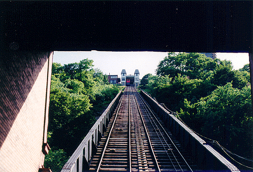 Looking up the Duquesne Incline.