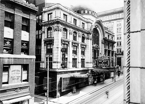 Scanned photo of facade of Nixon Theater, c. 1950.