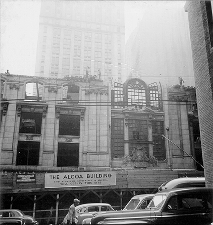 Scanned photo of the Nixon Theater being demolished.