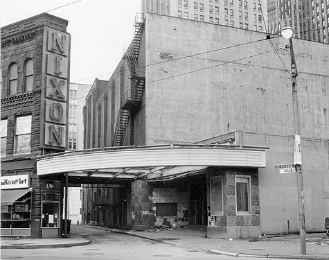 Scanned photo of Nixon Theater, 1976.